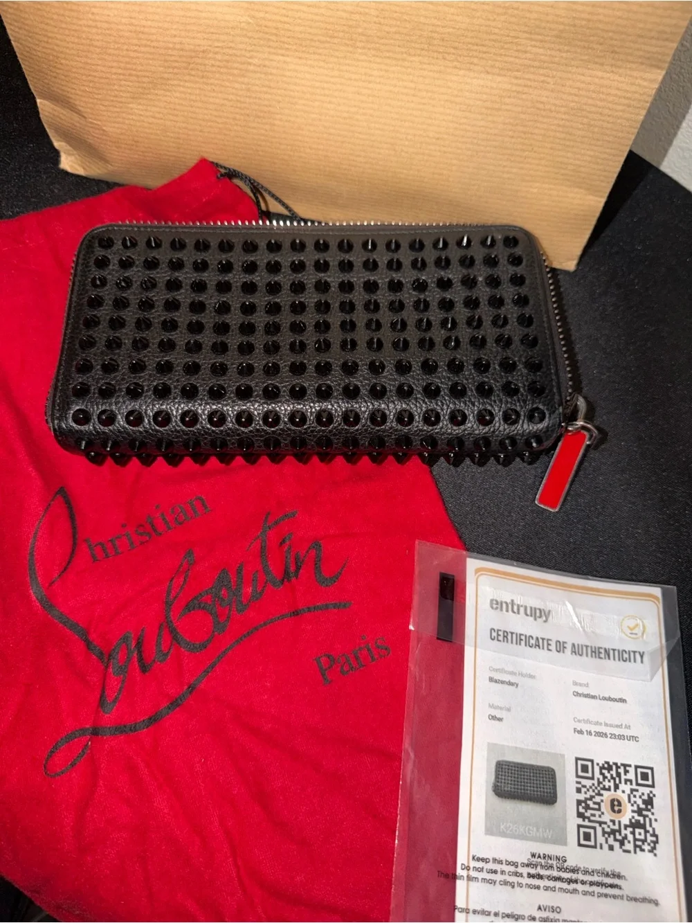 Christian Louboutin Black Spiked Zip-Around Wallet
